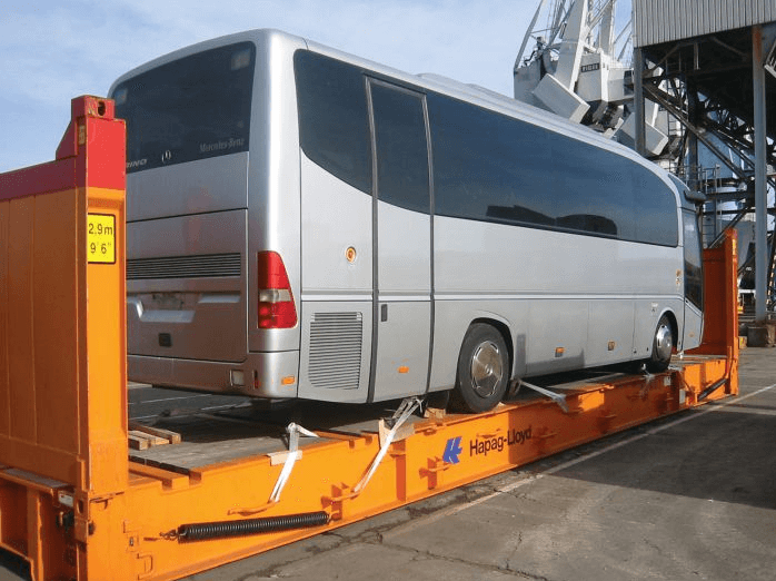 platte rek container inklapbaar met lading